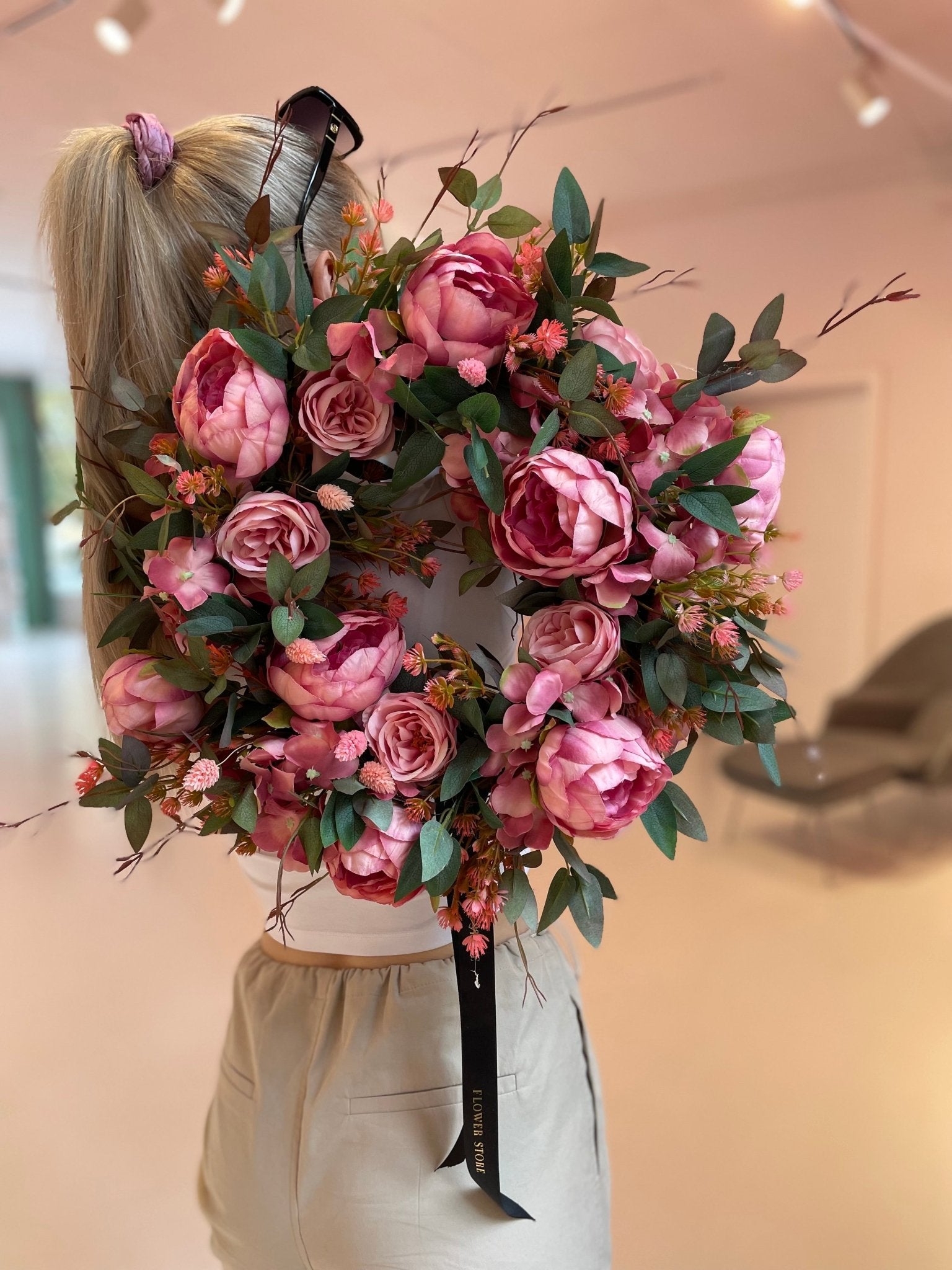 Wianek na drzwi GRELLA Natural - kwiaty Flower Store Warszawa
