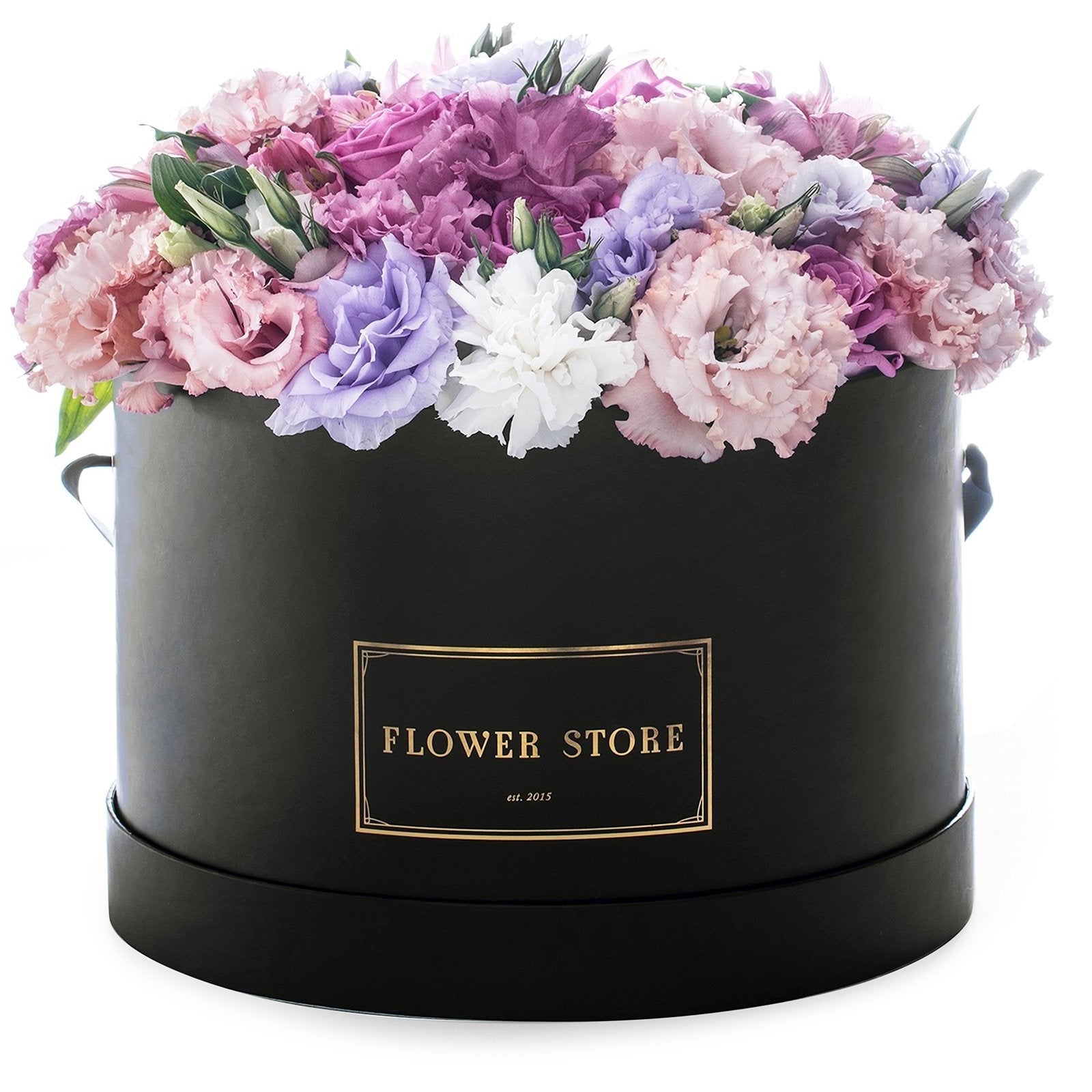Czarny grande box wiosenna kompozycja - kwiaty żywe - kwiaty Flower Store Warszawa