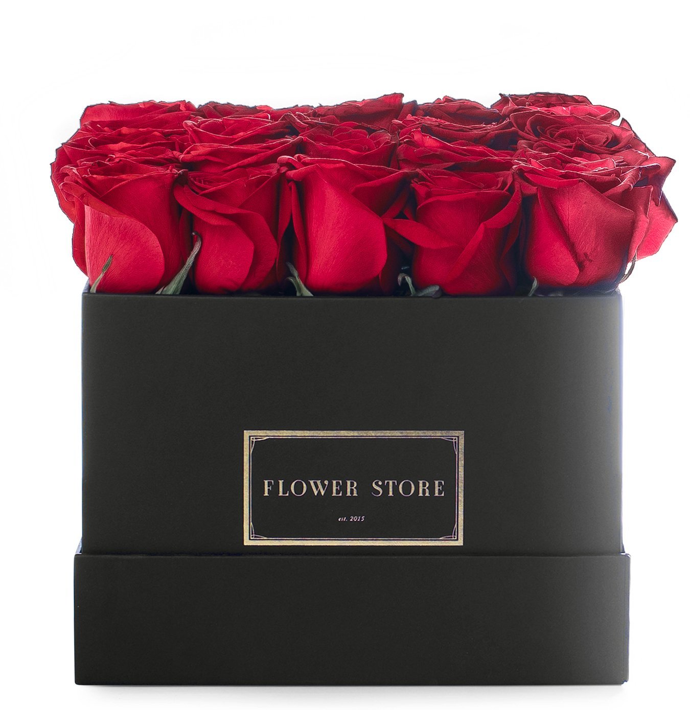 Flowerbox z Czerwonymi Różami w Czarnym Pudełku – Luksusowa Klasyka