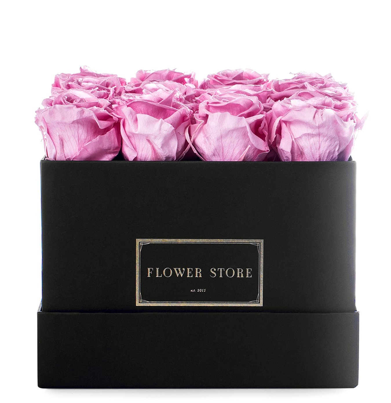 Flowerbox z Różowymi Różami w Czarnym Pudełku
