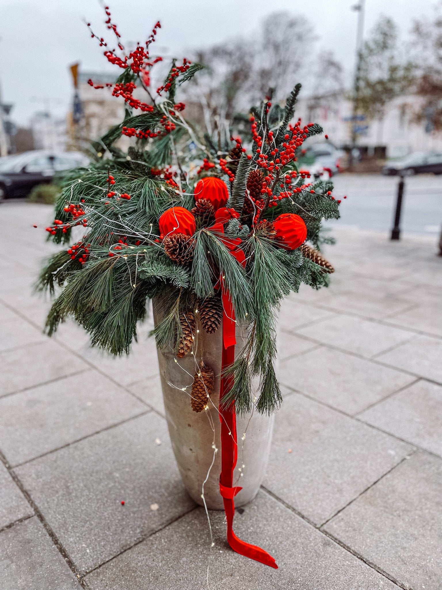 Dekoracja świąteczna w donicy 120cm - kwiaty Flower Store Warszawa
