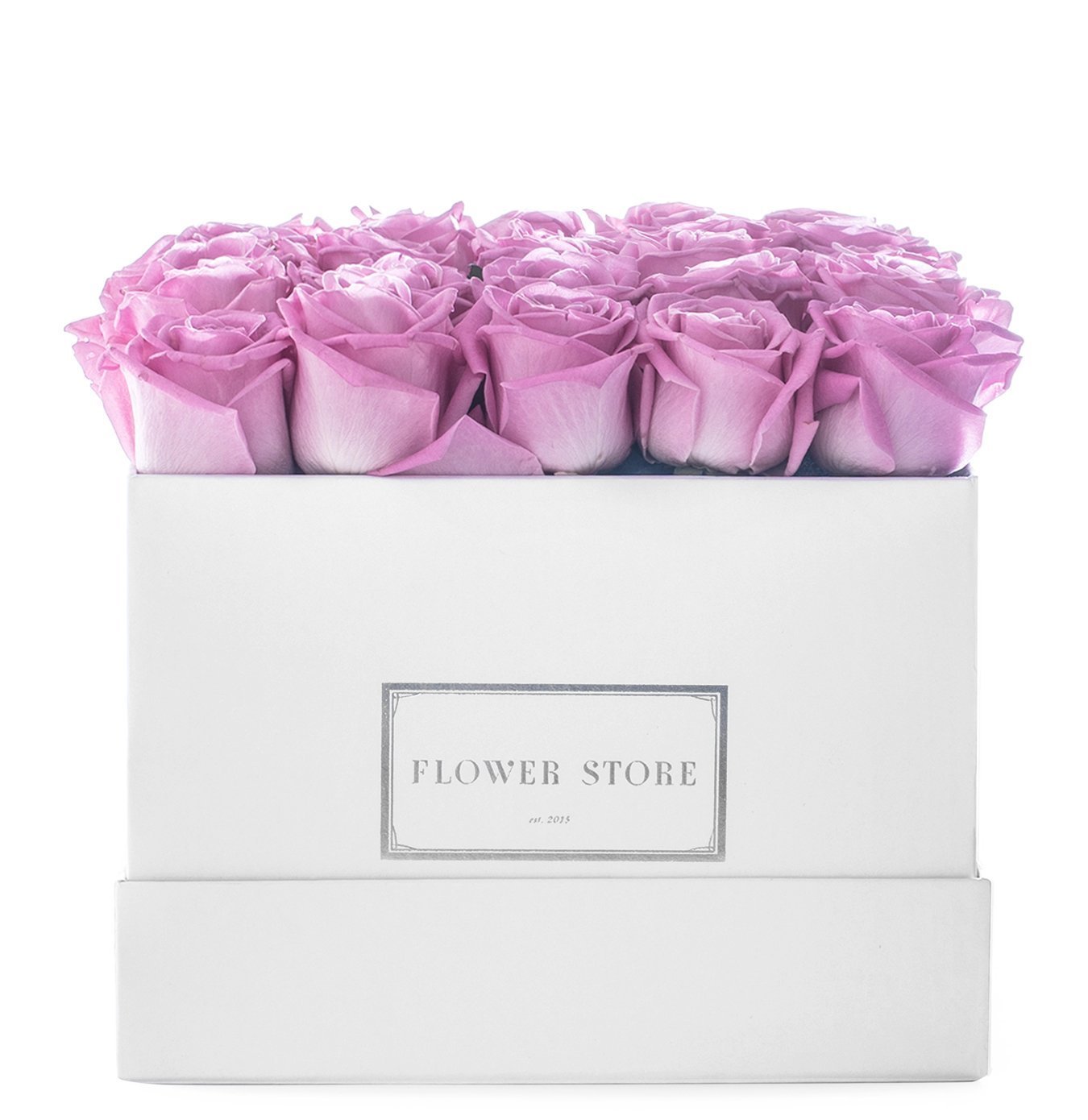 Kwadratowy biały box z różowymi różami - kwiaty żywe - kwiaty Flower Store Warszawa