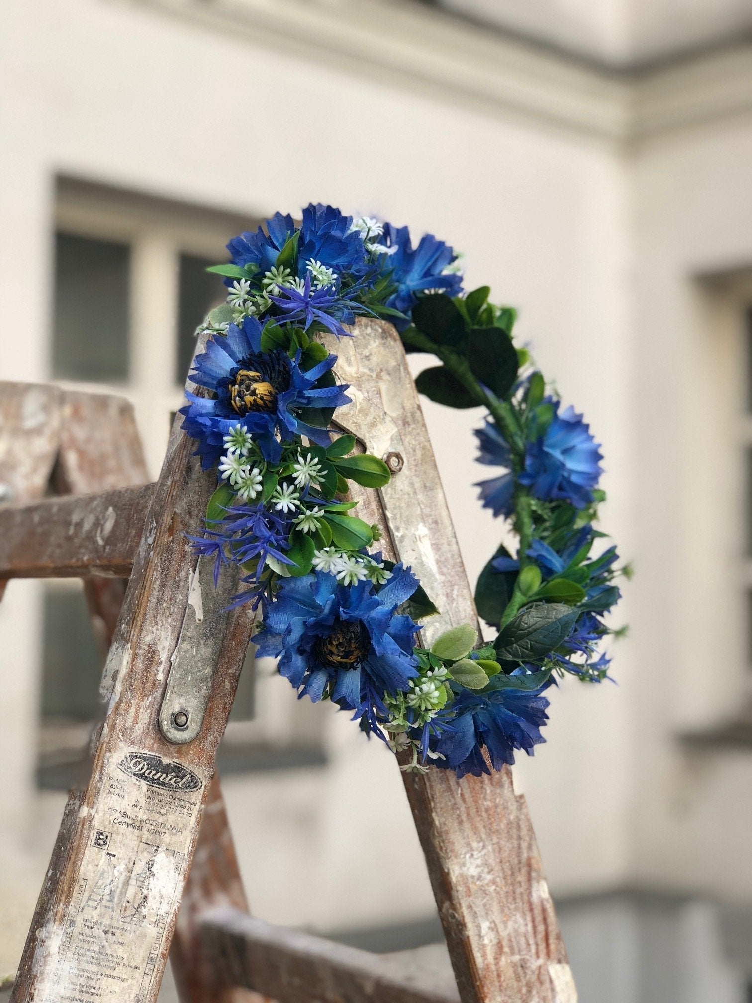 Wianek na głowę - Chabrowe Love - kwiaty sztuczne - kwiaty Flower Store Warszawa