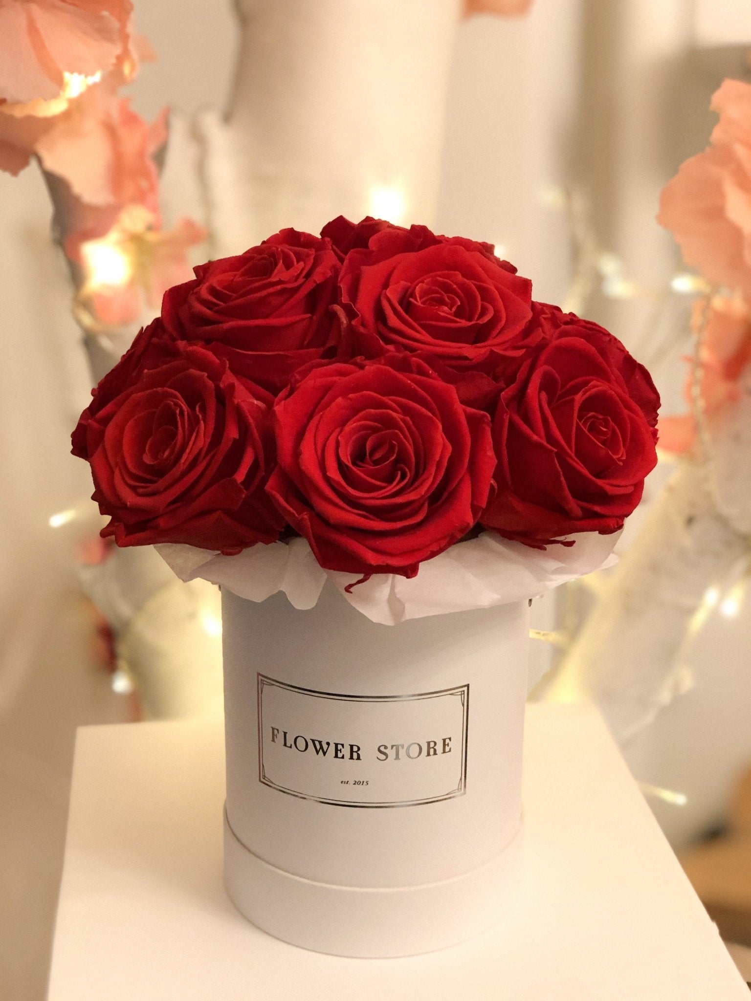 Wieczne Róże Czerwone w Białym Boxie - kwiaty Flower Store Warszawa