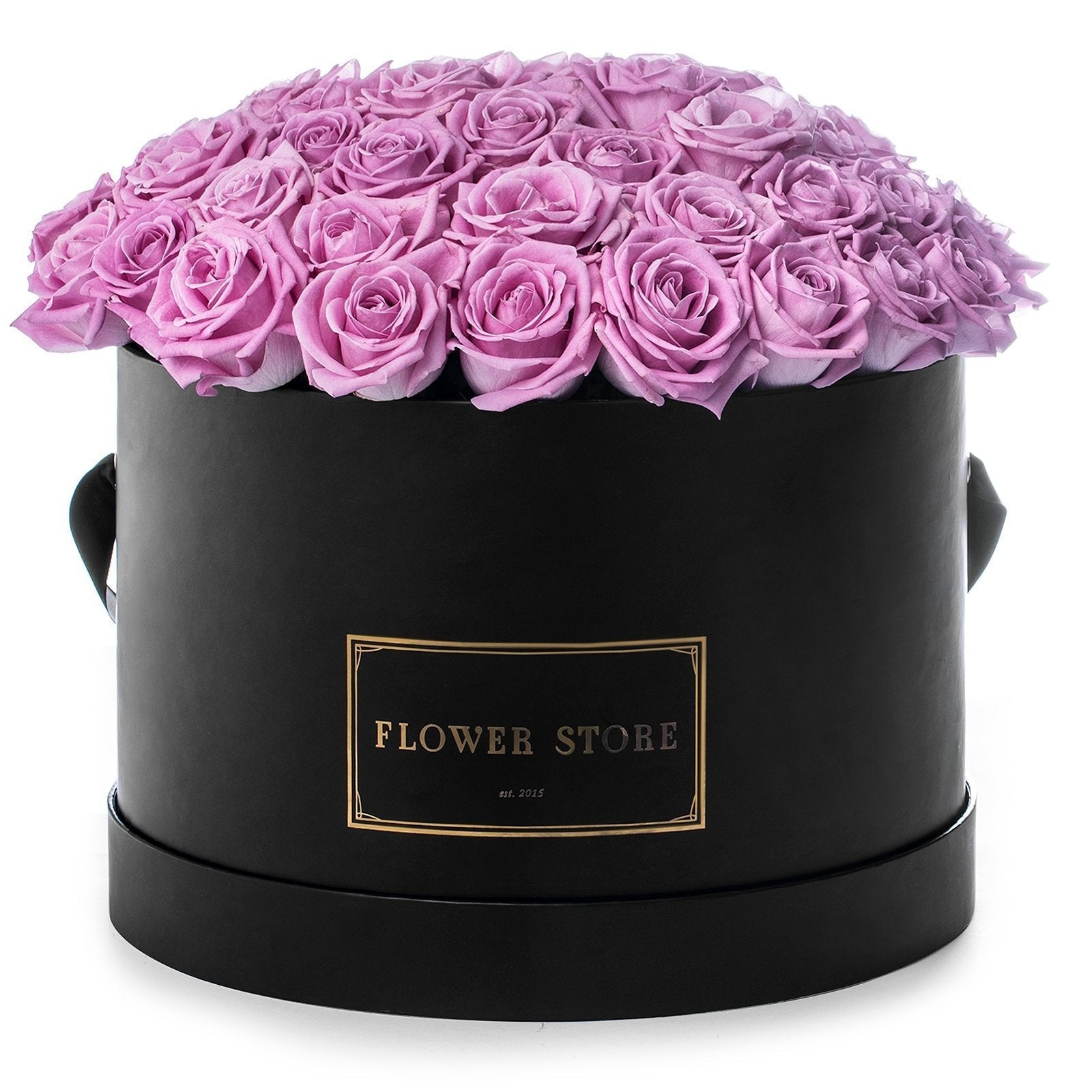 Czarny grande box z różowymi różami - kwiaty żywe - kwiaty Flower Store Warszawa