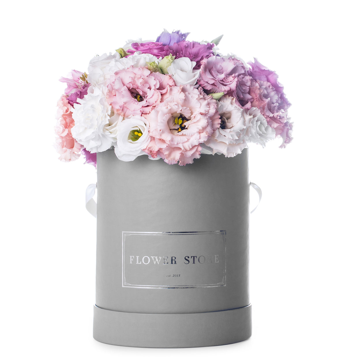 Duże szare pudełko wiosenna kompozycja