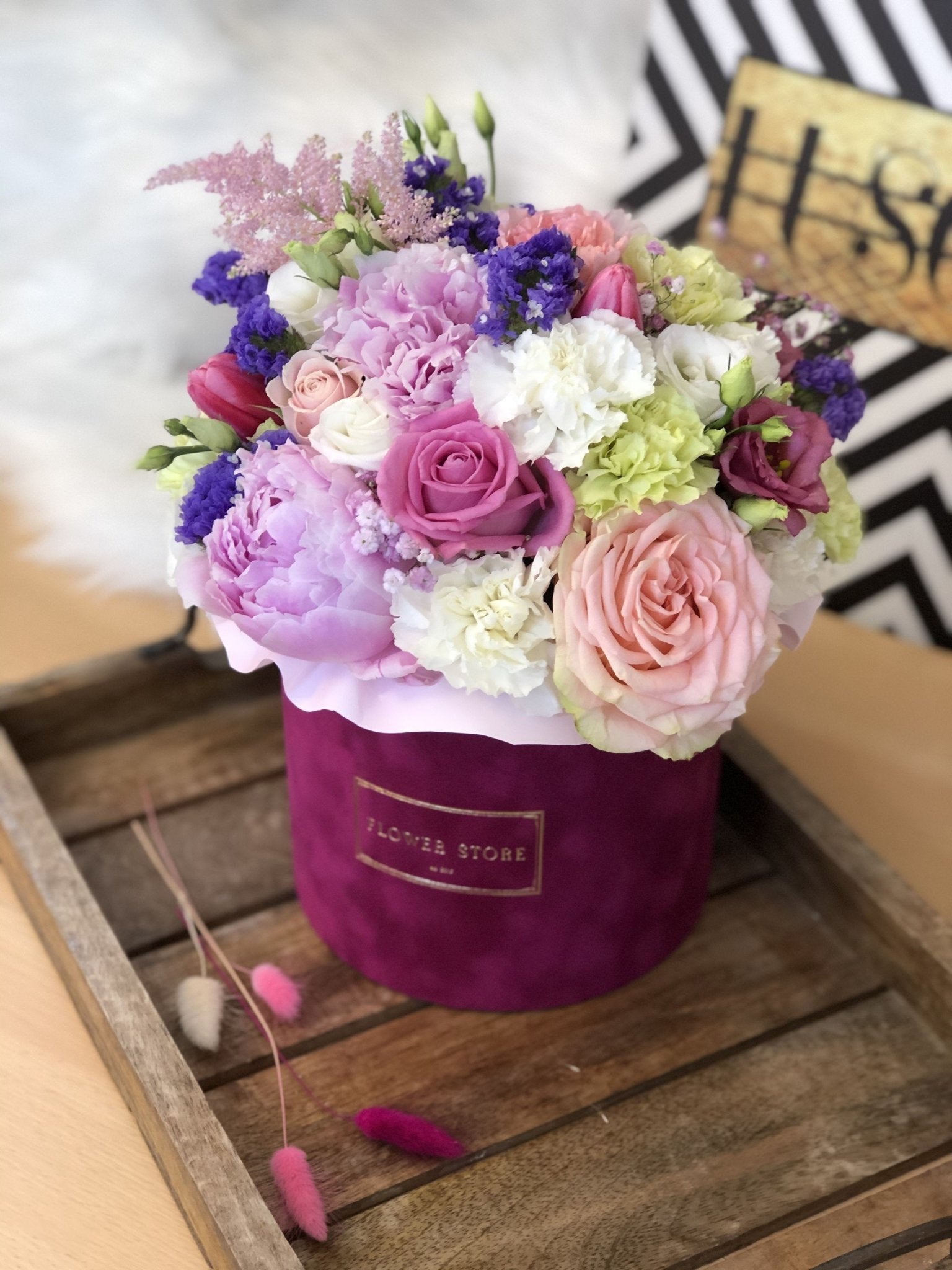 Flowerbox z Kolorowymi Kwiatami - kwiaty Flower Store Warszawa