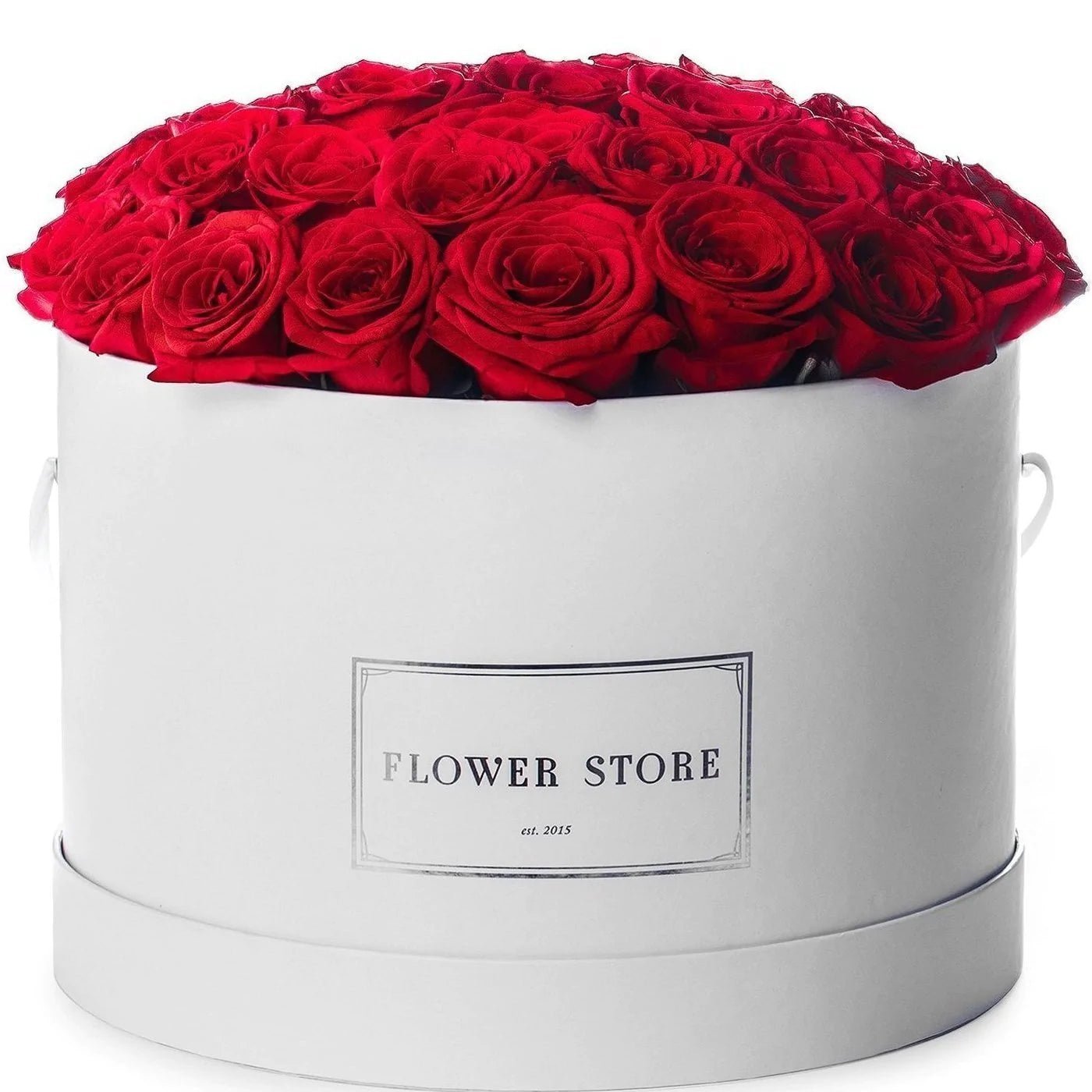 Urodzinowy box Biały grande flowerbox czerwone róże - kwiaty żywe - kwiaty Flower Store Warszawa