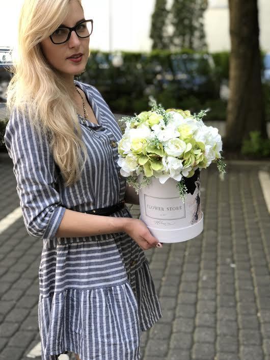 White Bride - zielono biała kompozycja - kwiaty sztuczne - kwiaty Flower Store Warszawa