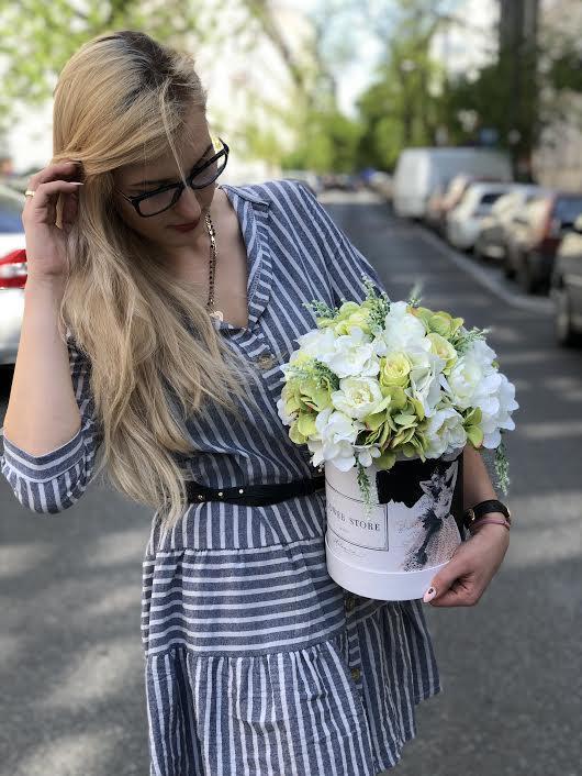 White Bride - zielono biała kompozycja - kwiaty sztuczne - kwiaty Flower Store Warszawa