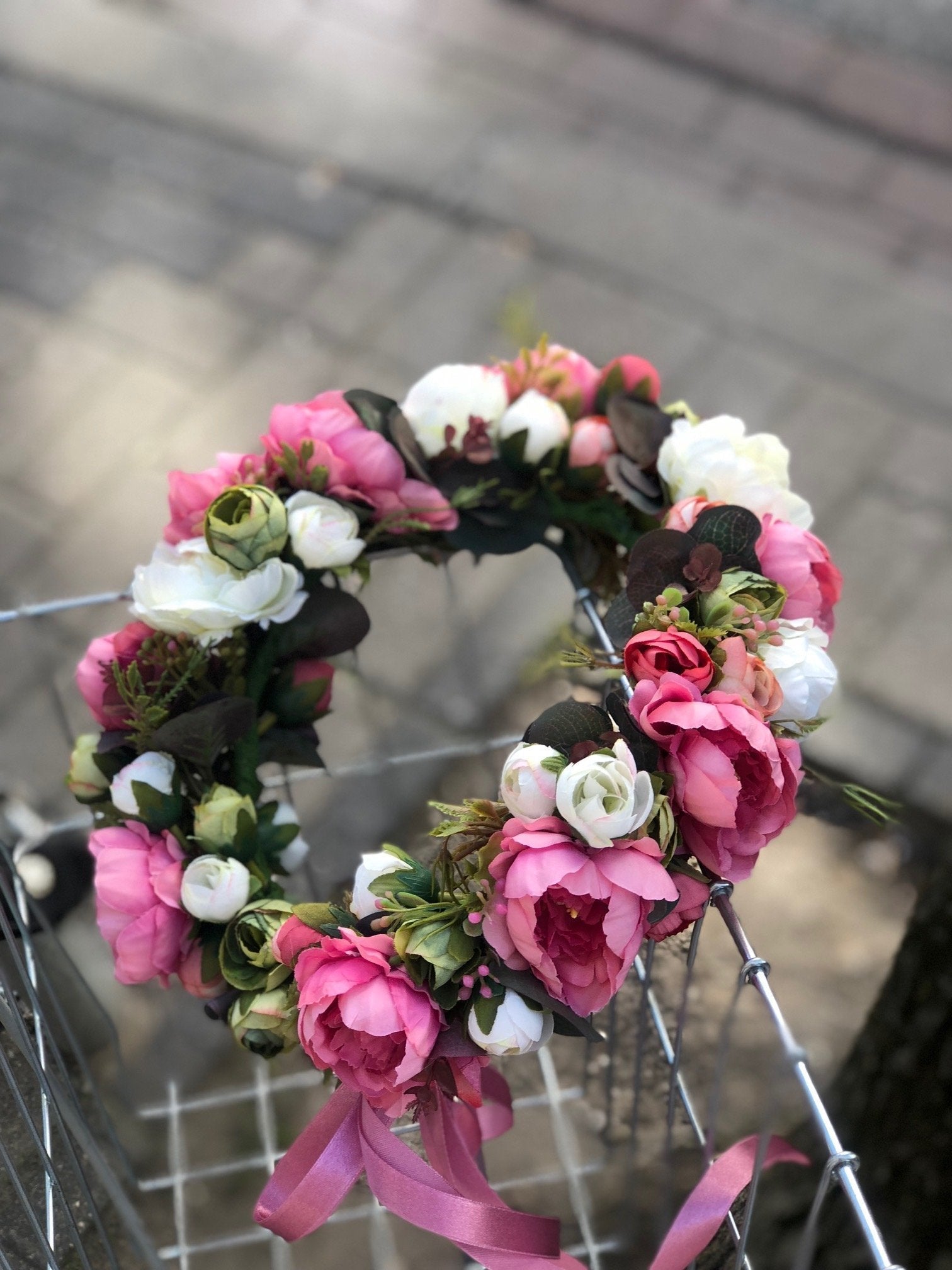Wianek na głowę - Romantic love - kwiaty sztuczne - kwiaty Flower Store Warszawa