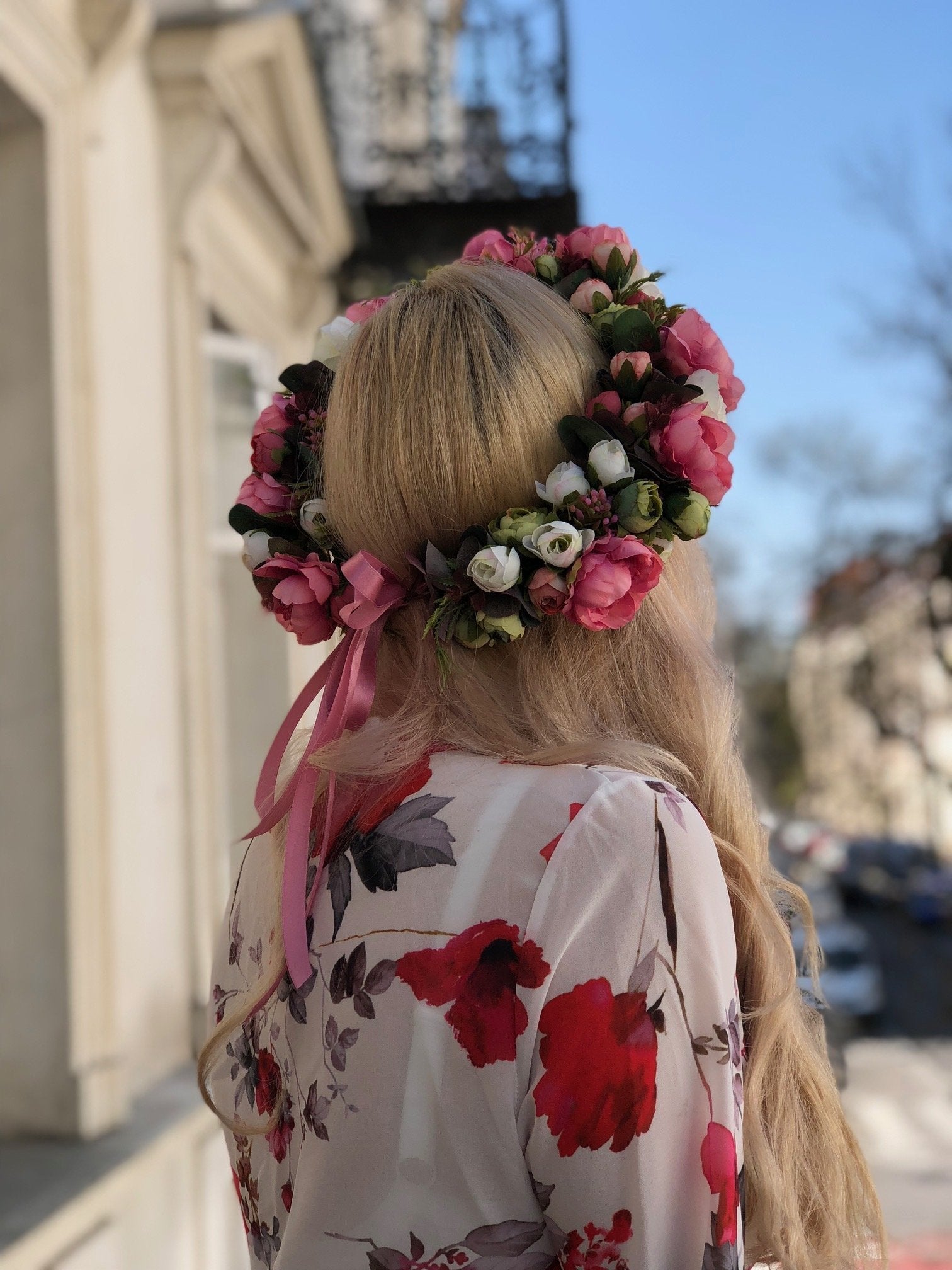 Wianek na głowę - Romantic love - kwiaty sztuczne - kwiaty Flower Store Warszawa