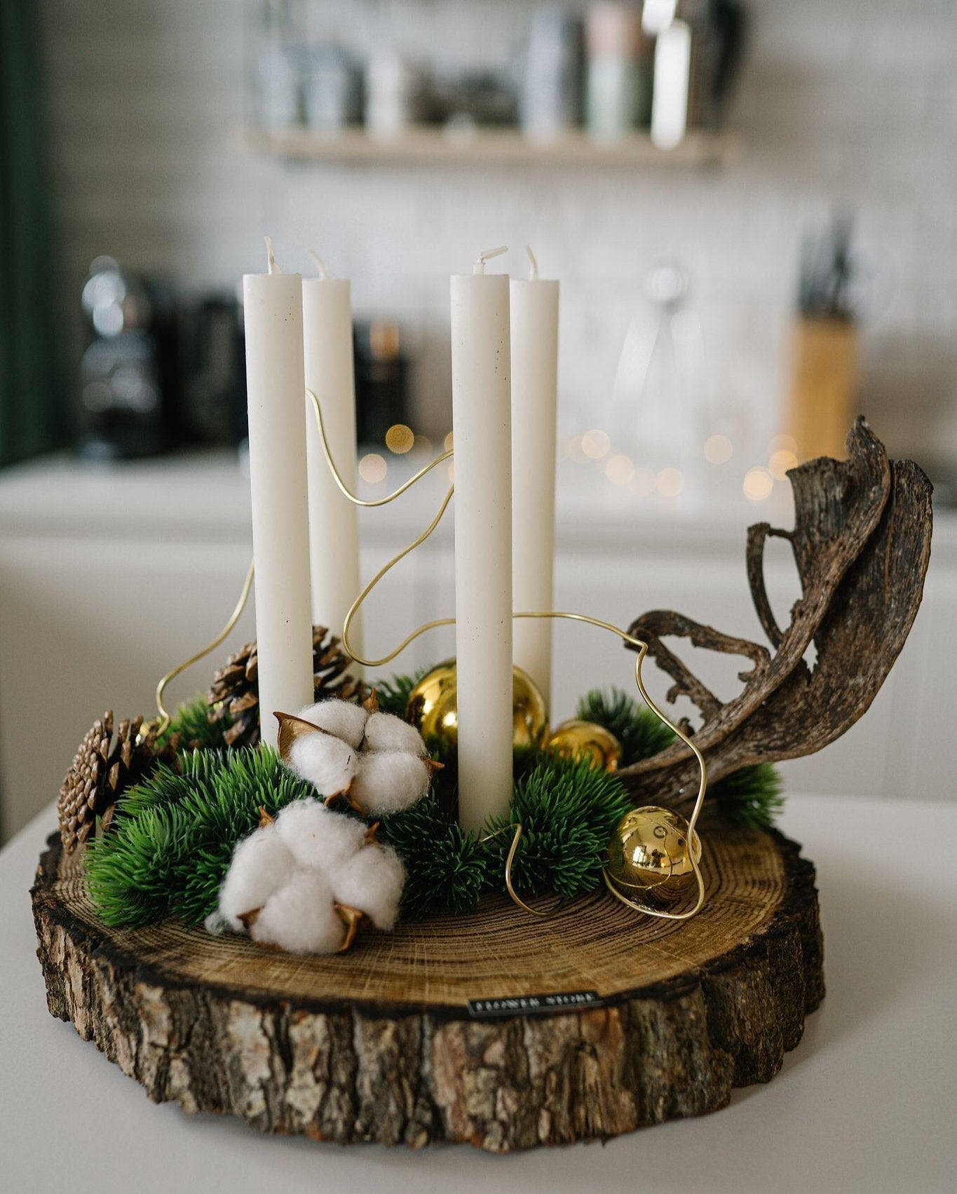 Wood and Candle - Christmas - kwiaty Flower Store Warszawa